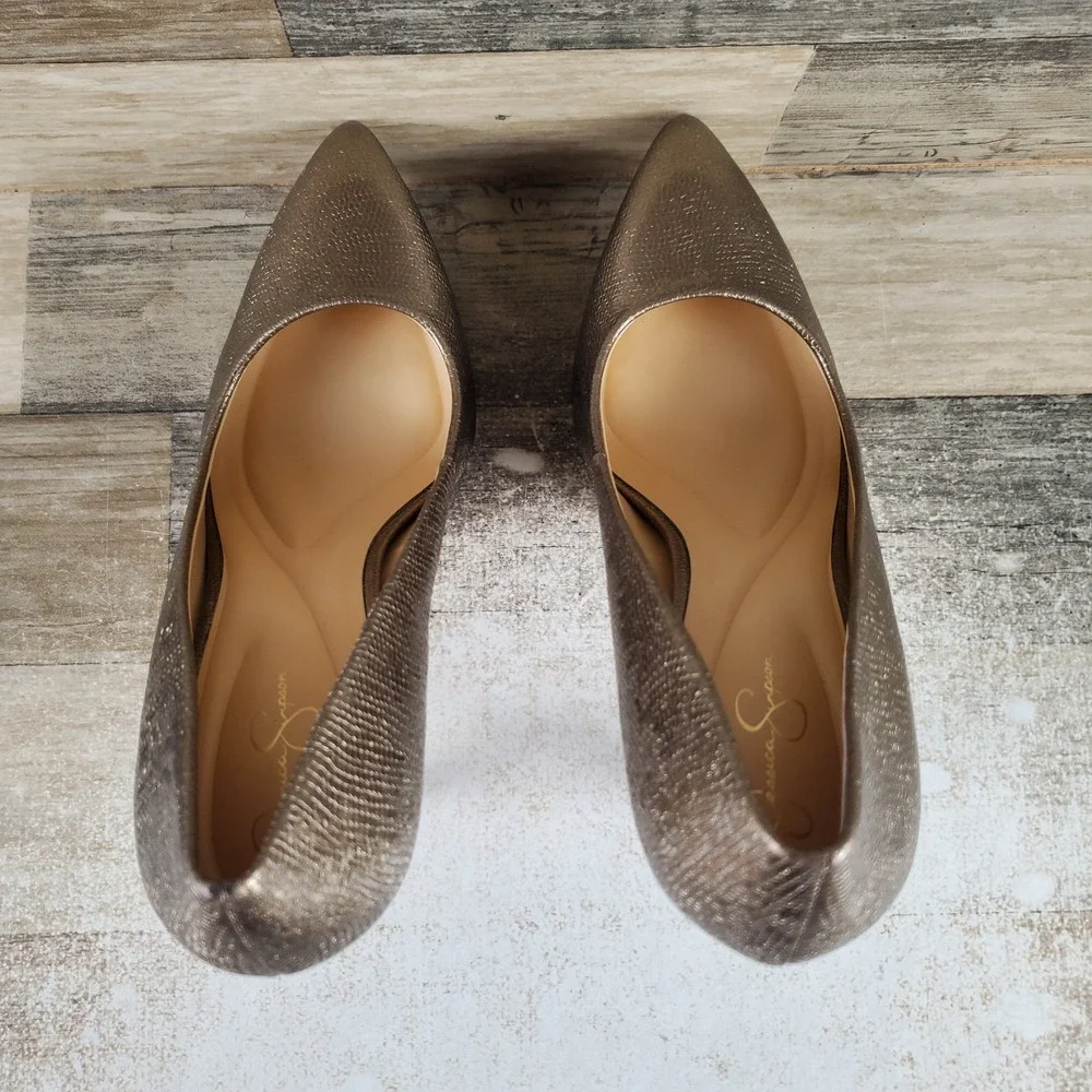 Jessica Simpson Sinelia Womens Platform Pump Sz 8.5 M Bronze Pointy Toe Stiletto